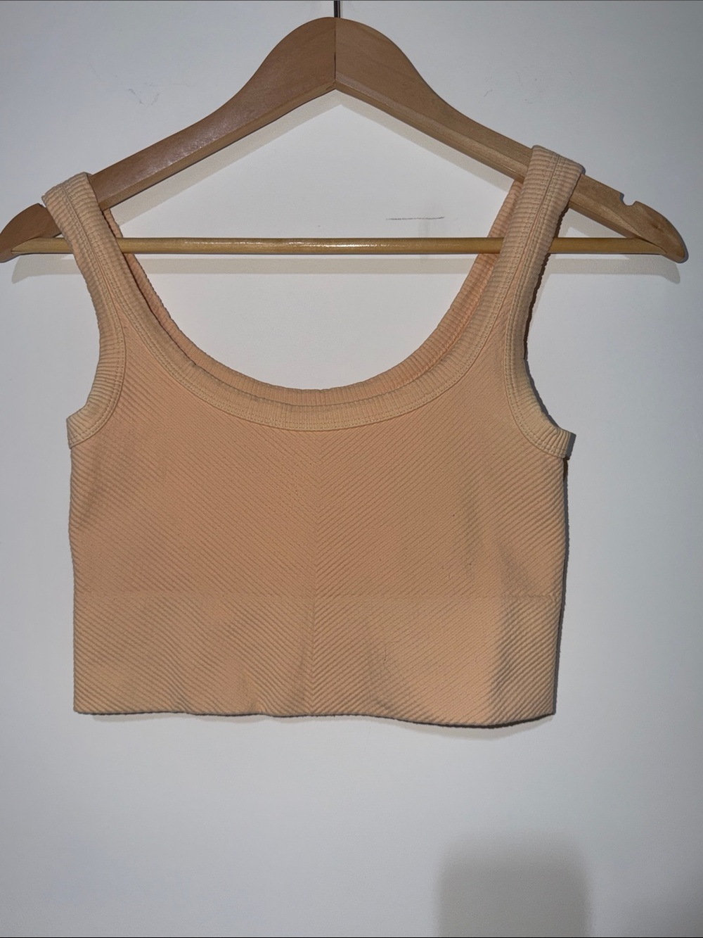 Quiet Storm Sleeveless Ribbed Crop Tank Top - Peach one size fits most